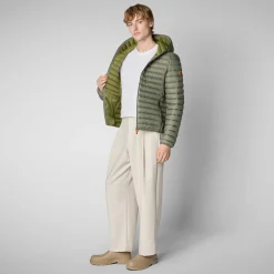 Homme Save The Duck Doudone à Capuche Donald Swamp Green Pour Homme