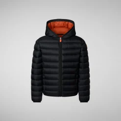 Enfant Save The Duck Doudone à Capuche Dony Noir And Ginger Lining Pour Garçon