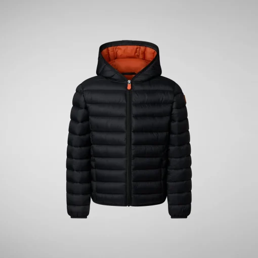 Enfant Save The Duck Doudone à Capuche Dony Noir And Ginger Lining Pour Garçon
