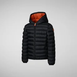 Enfant Save The Duck Doudone à Capuche Dony Noir And Ginger Lining Pour Garçon