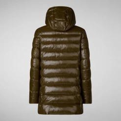 Femme Save The Duck Doudone à Capuche Marjorie Bark Green Pour Femme