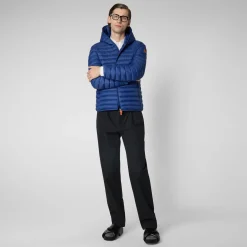 Homme Save The Duck Doudoune à Capuche Donald Animal-free Eclipse Bleu Pour Homme