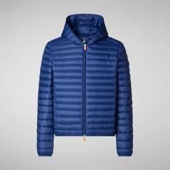 Homme Save The Duck Doudoune à Capuche Donald Animal-free Eclipse Bleu Pour Homme