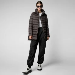 Femme Save The Duck Woman's Coat Lydia In Brown Black Pour Femme