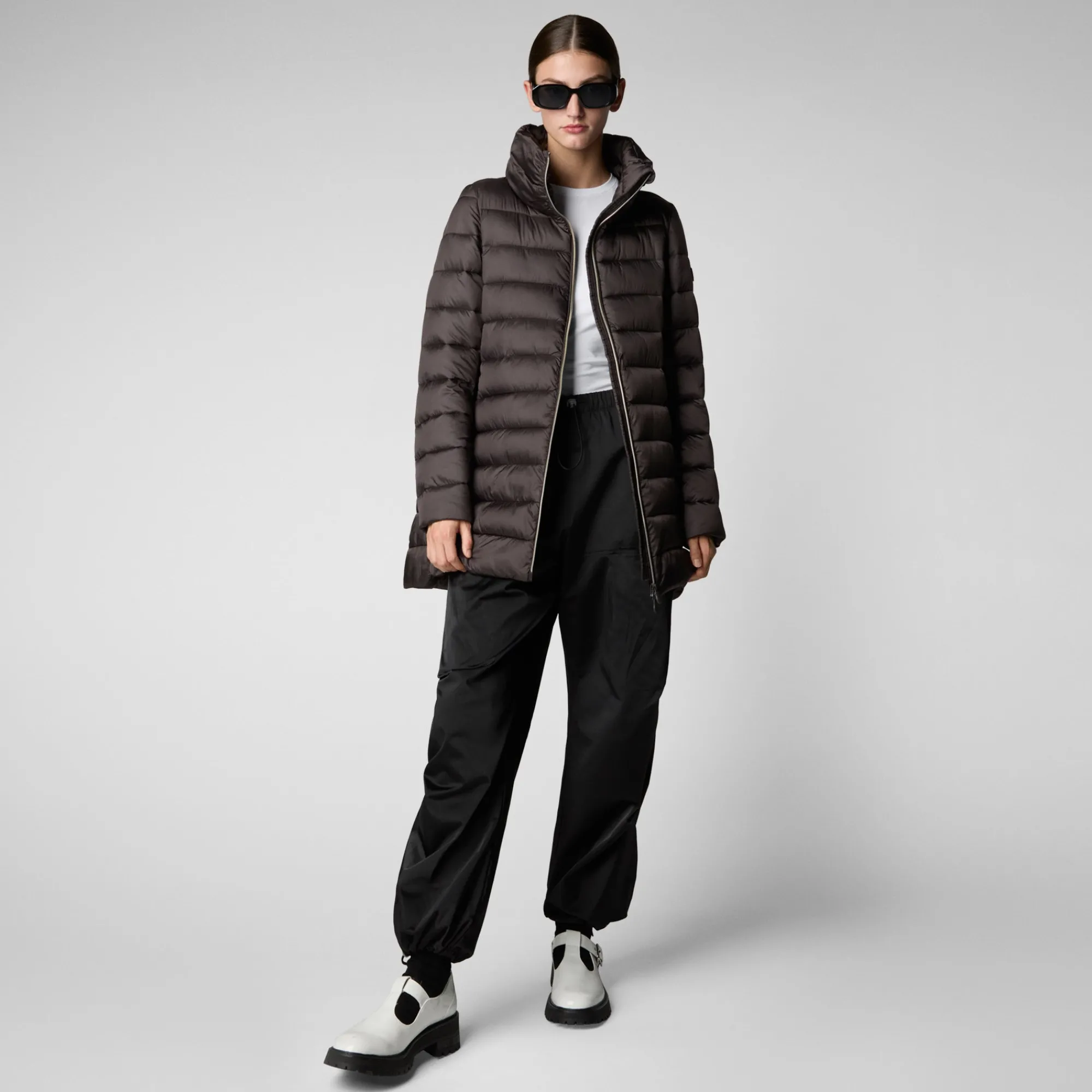 Femme Save The Duck Woman's Coat Lydia In Brown Black Pour Femme